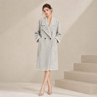 Manteau long élégant en mélange de laine pour femme, col à revers classique, double boutonnage, avec poches, personnalisable OEM/ODM, pour l'hiver