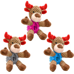 Jouets pour chiens en gros, durables, qui distribuent de la nourriture, en forme de Père Noël et Bonhomme de neige, jouets à mâcher en peluche couineurs pour Noël - Product Image 2