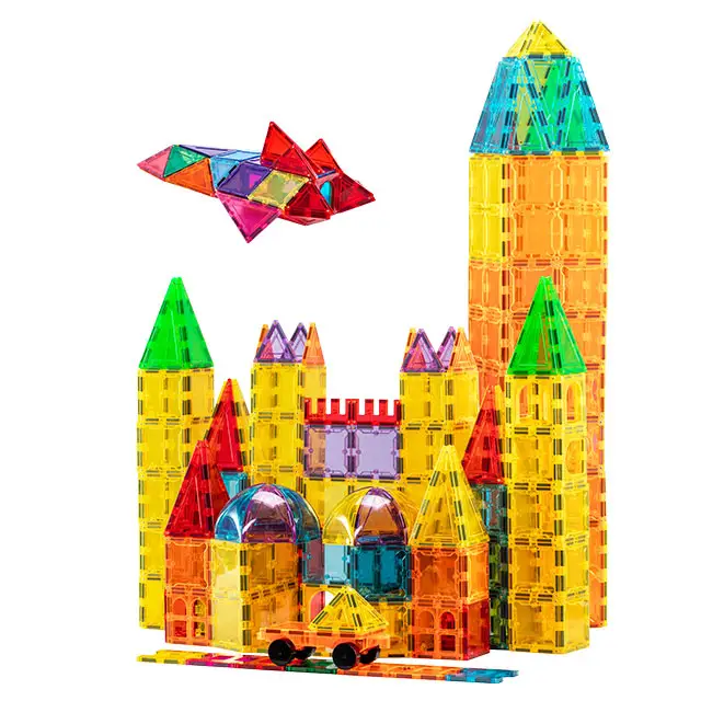 Juego de bloques de construcción magnéticos para niños, Set de bloques de construcción magnéticos 3D de Color claro, juguetes educativos para niños, 208 piezas