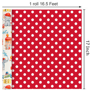 Cartoon fire engine and baby elephant pattern gift wrapping <b>paper</b> <b>Red</b> polka dot children gift wrapping <b>paper</b> Customizable - Product Image 6