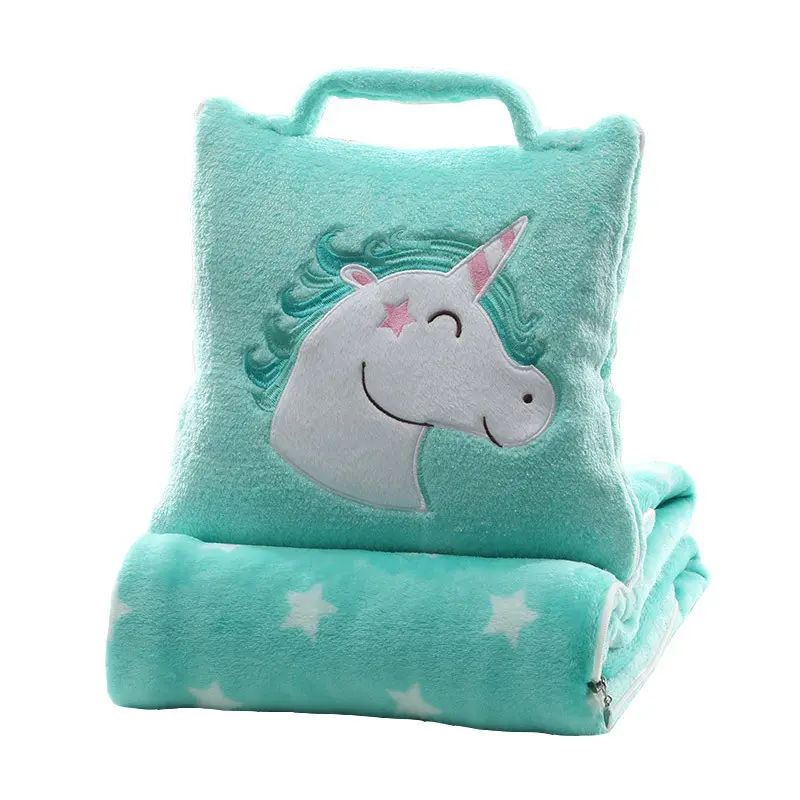 Hot sale 2 in 1 pillow cushion blanket portable storage car travel blanket