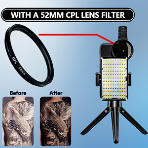 Dövme CPL Çalışma Lambası Polarize Parlama Önleyici Fotoğraf Dolgu Işığı 52mm CPL Filtre 120 LED'li Şarj Edilebilir Klipsli Dövme Sanatçıları İçin - Product Image 3