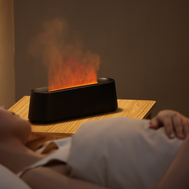 New Design 7 Colorful Mini Battery-Powered Aroma Diffuser Customizable Logo OEM Essential Oil Simulation Flame Humidifier 1 Year