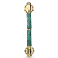 Poignée de porte de luxe en alliage de zinc chromé PVD or brillant, grande, avec malachite noire et nacre, pour entrée de villa ou porte de placard