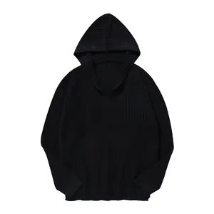 Бренд Dovfanny Mimixiong, изготовленный на заказ, высококачественный вязаный зимний черный спортивный свитер с капюшоном и V-образным вырезом для мужчин