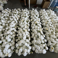 Soie artificielle personnalisée 200*40cm Rose blanche bébé souffle fleur rangée chemin de Table centres de table de mariage