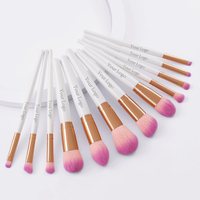 Ensemble de pinceaux de maquillage professionnels écologiques pour le visage, 10 pièces, manche en bois, poils en nylon doux, colorés, option de logo personnalisé