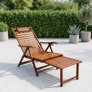 Chaise pliante inclinable en teck massif avec repose-pieds, fabricant, fournisseur et exportateur de meubles de jardin et de patio en Indonésie - Product Image 3
