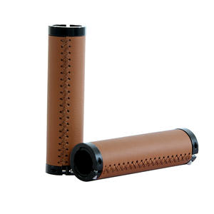 Puños de manillar de cuero sintético marrón de 22,2 mm para bicicletas de carretera con costuras a mano, ajuste universal - Product Image 2