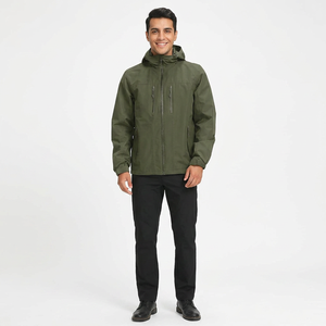 Veste coupe-vent vintage pour hommes personnalisée fermeture éclair automne imperméable course à pied golf VTT capuche coupe-vent léger support avant - Product Image 1
