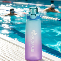Bouteille d'eau sport sans sucre, parfumée aux fruits magiques, avec couvercle à ouverture rapide, résistante aux fuites, en plastique, pour l'école, la salle de sport, le camping