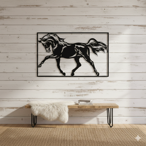Art mural en métal Deco Horse : décoration d'intérieur en acier noir (60 x 35 pouces) - Product Image 3