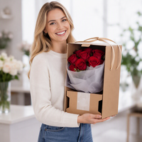 Großhandel Maßgefertigte Wellpappe-Blumenverpackung Versandbox, Seitlich Öffnender Deckel Versiegelbare Logo-Blumenstrauß-Papierbox