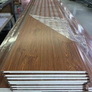 Panneaux sandwich en mousse <span class=keywords><strong>de</strong></span> polyuréthane, isolés, aspect brique, panneau mural décoratif pour façade, pare-feu, bardage métallique pour <span class=keywords><strong>maison</strong></span> - Product Image 1