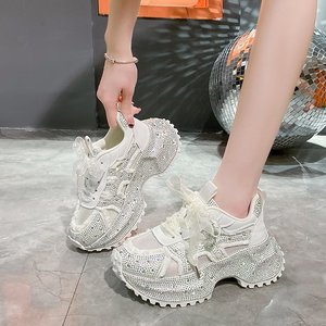 Zapatillas deportivas de plataforma con diamantes de imitación de la marca hip-hop "Full Moon Star" - estilo casual y a la moda para mujer - Product Image 6