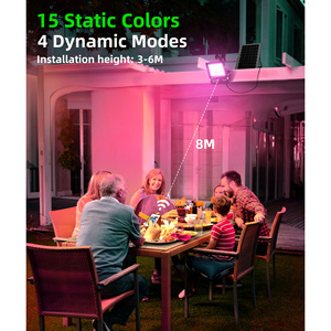 Aigostar 100W RGB solare all'aperto faretto 8000mAh batteria ad alta capacità grande pannello solare telecomando luci da giardino - Product Image 4