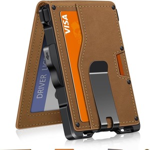 Carbon Fiber Automatic Card Eject <b>Metal</b> <b>Wallet</b> RFID Anti-Theft Men's <b>Wallet</b> 4 Inch Chestnut Brown - Product Image 5
