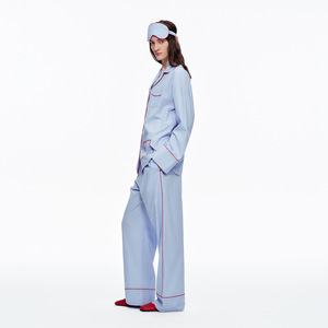 Women's Lyocell <b>Pajama</b> <b>Set</b> Long Sleeve With Lapel Milky White For Home Outdoor Use - Product Image 2