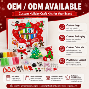 Kit d'artisanat en argile à séchage à l'air pour Noël, vente en gros, 5 ornements DIY, bonhomme de neige, sapin, chaussette, ensemble cadeau de Noël OEM pour enfants - Product Image 6