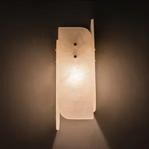 Energy Saving Indoor Soft Lighting Fixtures Copper Alabaster Led Wall Lamp