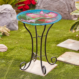 Ornamento da giardino all'aperto Flora e vetro uccello da bagno Stand con metallo attraente per gli uccelli e <span class=keywords><strong>passanti</strong></span> - Product Image 3