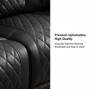 Sofá Reclinable Eléctrico de Estilo Moderno en Cuero Negro con Altavoces Bluetooth y Luces LED para Cine en Casa Inteligente - Product Image 4