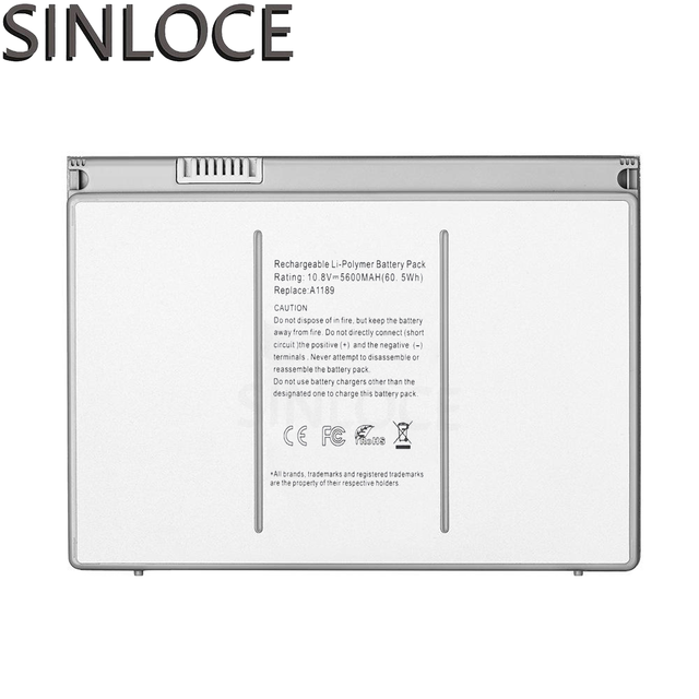 SINLOCE Rechargeable 10.8V/68WH Laptop Battery A1189 for MacBook Pro 17" MA611B A1151 A1212 A1229 A1261