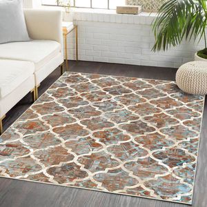 Ensembles de tapis marocains bohèmes à poils doux pour chambre à coucher, style esthétique, Glow Trench Dress, Lange Flat Bed Evolution Surface Immersion Area Rugs - Product Image 1