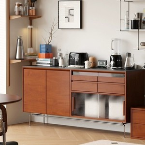 Nordic Vintage <b>Sideboard</b> Solid Wood Slab <b>Storage</b> Cabinet Japanese Style High End Tea Cabinet Desktop <b>Storage</b> - Product Image 1