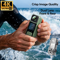 Kamera Aksi Mini 4K WiFi dengan Lensa Depan Belakang untuk Helm Motor, Sepeda, dan Berkendara di Luar Ruangan