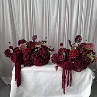 IFG Großhandel Realistische Seiden-Blumenreihe 60cm Burgunderrot Handgefertigte Hochzeits-, Abschluss-, Party- und Eventdekoration Blumenarrangement