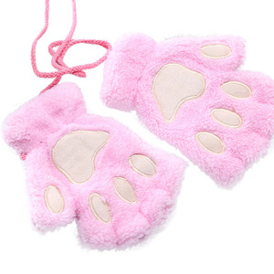 Women Girls Lovely Fluffy Bear Cat Plush Paw <strong>Claw</strong> Half Finger <strong>Gloves</strong> Mitten Winter Warm Fingerless <strong>Gloves</strong> - Product Image 5