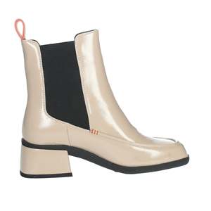 Bottines basses pour femme Manufacture D'Essai en cuir verni beige à talon bloc - Product Image 4