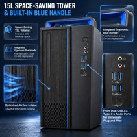 PC Desktop Faktor Bentuk Kecil 15L Hygon 3350 8 Core 8GB 512GB NVMe SSD 2GB GPU Monitor 23.8 Inch Komputer Tower Kompak