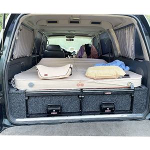 Tiroir de lit de voiture LC80 VRD4X4, solution de rangement, tiroir coulissant double avec glissière pour réfrigérateur, durabilité, tiroir à roulettes pour SUV - Product Image 1