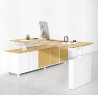 Meubles de bureau modulaires en alliage d'aluminium de haute qualité, bureau de direction moderne ergonomique en forme de L avec levage électrique