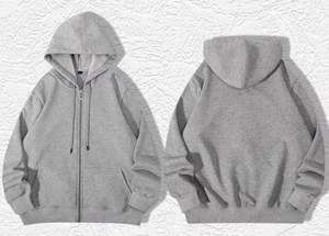 Sudadera con Capucha Bordada con Diseño Sólido, Talla XL, Técnica Lavada, Estampado Personalizado, Chaqueta con Cremallera para Hombre, Ropa Urbana de Invierno - Product Image 4