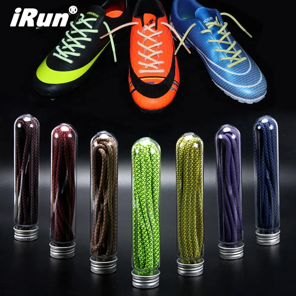 iRun Fashion High Visible Fluorescent Round Braided 3m Sneaker Reflective Shoelaces Run Sport Shoe Laces for Soccer Shoes