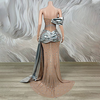 Robe de soirée Novance Y5587 pour femmes, ornée de cristaux, strass, longue, unie, perlée, robe de luxe pour femmes