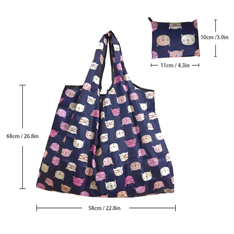 Portable Waterproof Polyester Grocery Bag Reusable Foldable Shopping Tote Bag
