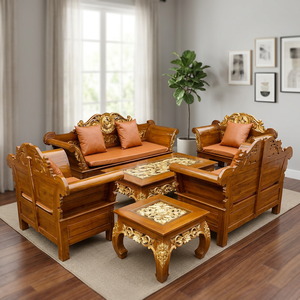 Juego de Muebles de Comedor de Madera de Teca Moderna, Diseño Inflable, Impermeable, Duradero, Ecológico, Fácil de Limpiar - Product Image 1