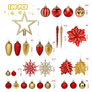 Transparent PVC Box Pack Special Christmas Baubles Hollow Star Pinecone Floral Painted Hanging Ornaments For Xmas Tree Decor - Product Image 6