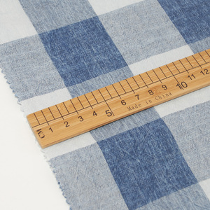 Phong cách giải trí ăn mặc kết cấu nhẹ 21S cũ màu xanh hải quân 4.5cm Kích thước kiểm tra kẻ sọc cát rửa bông sợi nhuộm vải - Product Image 6