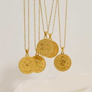 Bijoux de plage plaqués or 18 carats Olivia 12 signes collier <span class=keywords><strong>signe</strong></span> du zodiaque en acier inoxydable bijoux de mode imperméables pour hommes femmes - Product Image 1