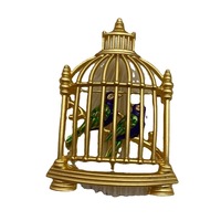 Broches et épingles à broche unisexe pour femmes, couleur or, motif oiseaux en cage et animaux adorables, accessoires vintage et antiques, pour fêtes et tenues décontractées