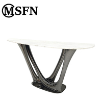 Table console moderne de luxe avec plateau en marbre et base en acier inoxydable poli MSFN CZ-129 pour la décoration de la maison, de la villa, de l'hôtel, du hall d'entrée