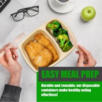 Boîte à lunch rectangulaire jetable à 2 compartiments, écologique, en plastique PP, compatible micro-ondes, couvercle transparent, 36 oz, récipient alimentaire personnalisable