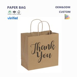 Bolsa de Compras de Papel Kraft Ecológica, Reciclable y Resistente a la Grasa, Impresa en Flexografía de 8 Colores, con Asa de Estilo Clásico - Product Image 1