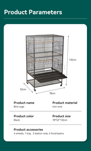 GSF Grandes cages à oiseaux Maisons Canaries Cages à oiseaux en métal Jaulas Para Pajaros pour perroquets Cage oiseaux - Product Image 6