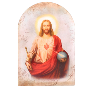 Plaque en MDF arquée religieuse catholique chrétienne, motif Sacré-Cœur de Jésus, pour église, statue, enseigne de table, imprimée UV, réutilisable, Yu Yan - Product Image 4